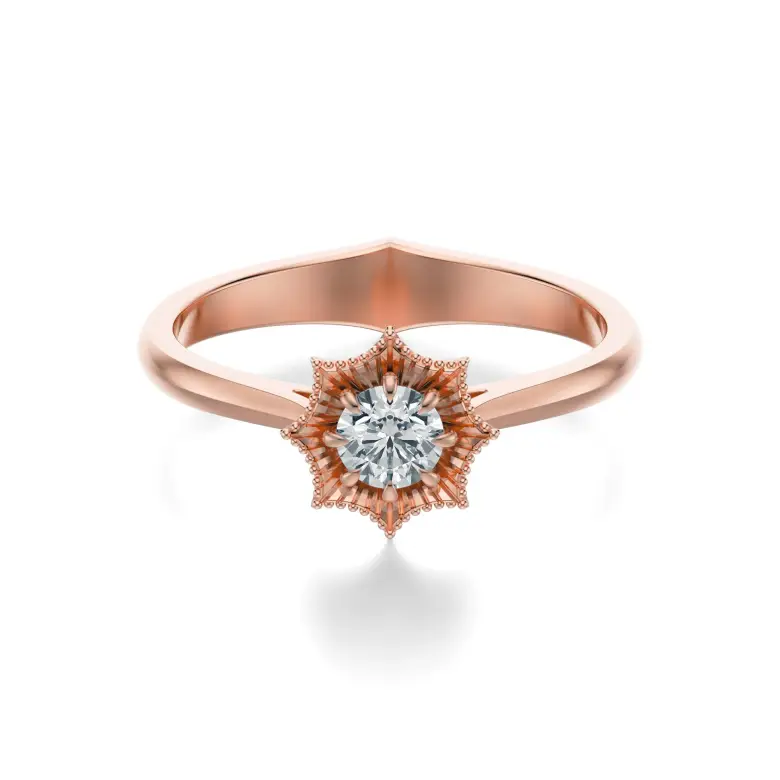 Pierścionek zaręczynowy różowe złoto